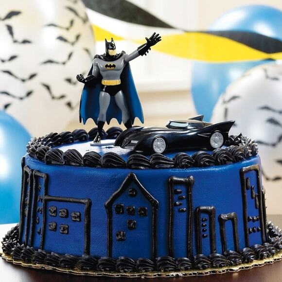 VINTAGE DC Comics Batman & Batmobile Cake Topper Set NIP 2006-07 - Picture 12 of 12